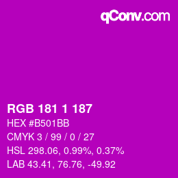 Color code: RGB 181 1 187 | qconv.com
