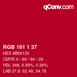 カラーコード: RGB 181 1 37 | qconv.com