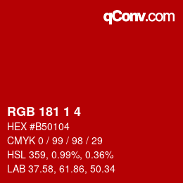 カラーコード: RGB 181 1 4 | qconv.com