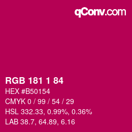 カラーコード: RGB 181 1 84 | qconv.com