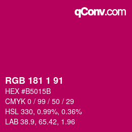 Color code: RGB 181 1 91 | qconv.com