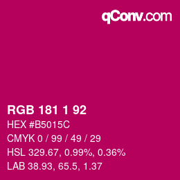 カラーコード: RGB 181 1 92 | qconv.com