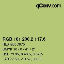 カラーコード: RGB 181 200.2 117.6 | qconv.com