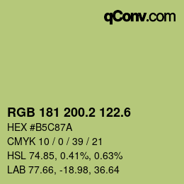 カラーコード: RGB 181 200.2 122.6 | qconv.com