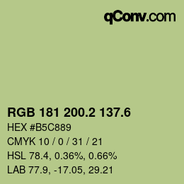 カラーコード: RGB 181 200.2 137.6 | qconv.com