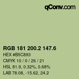 カラーコード: RGB 181 200.2 147.6 | qconv.com