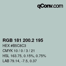 カラーコード: RGB 181 200.2 195 | qconv.com