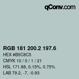 カラーコード: RGB 181 200.2 197.6 | qconv.com