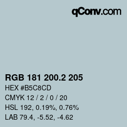 カラーコード: RGB 181 200.2 205 | qconv.com