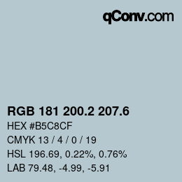 カラーコード: RGB 181 200.2 207.6 | qconv.com