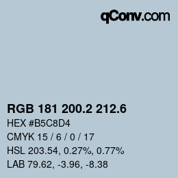 カラーコード: RGB 181 200.2 212.6 | qconv.com