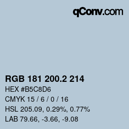 カラーコード: RGB 181 200.2 214 | qconv.com