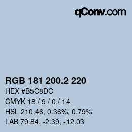 カラーコード: RGB 181 200.2 220 | qconv.com