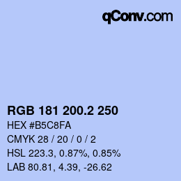 カラーコード: RGB 181 200.2 250 | qconv.com