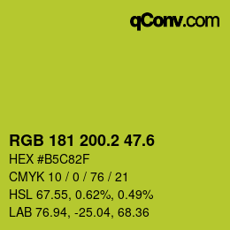 カラーコード: RGB 181 200.2 47.6 | qconv.com