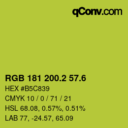 カラーコード: RGB 181 200.2 57.6 | qconv.com