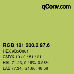 カラーコード: RGB 181 200.2 97.6 | qconv.com