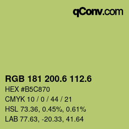 カラーコード: RGB 181 200.6 112.6 | qconv.com