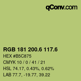 カラーコード: RGB 181 200.6 117.6 | qconv.com