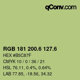 カラーコード: RGB 181 200.6 127.6 | qconv.com