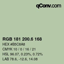 カラーコード: RGB 181 200.6 168 | qconv.com