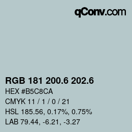 カラーコード: RGB 181 200.6 202.6 | qconv.com
