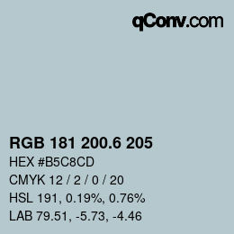 カラーコード: RGB 181 200.6 205 | qconv.com
