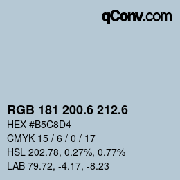 カラーコード: RGB 181 200.6 212.6 | qconv.com