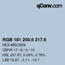 カラーコード: RGB 181 200.6 217.6 | qconv.com