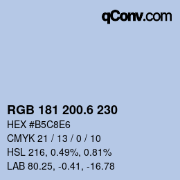 カラーコード: RGB 181 200.6 230 | qconv.com