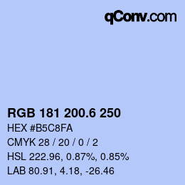カラーコード: RGB 181 200.6 250 | qconv.com