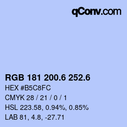 カラーコード: RGB 181 200.6 252.6 | qconv.com