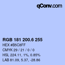 カラーコード: RGB 181 200.6 255 | qconv.com