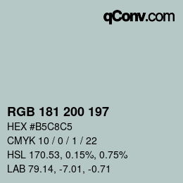 Color code: RGB 181 200 197 | qconv.com