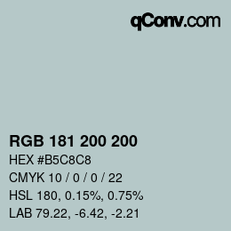 Color code: RGB 181 200 200 | qconv.com