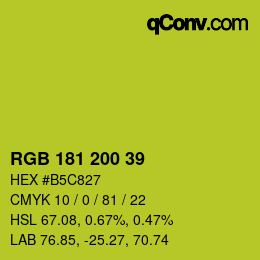 Color code: RGB 181 200 39 | qconv.com