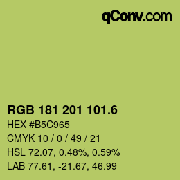 カラーコード: RGB 181 201 101.6 | qconv.com