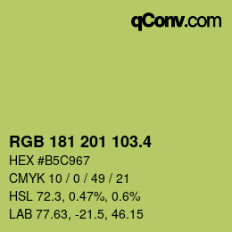 カラーコード: RGB 181 201 103.4 | qconv.com