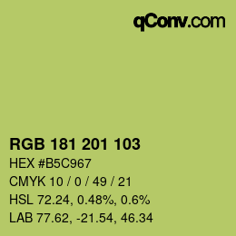 Color code: RGB 181 201 103 | qconv.com