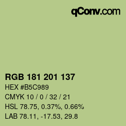 Color code: RGB 181 201 137 | qconv.com