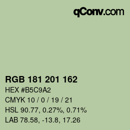 Color code: RGB 181 201 162 | qconv.com