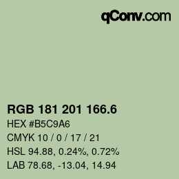 カラーコード: RGB 181 201 166.6 | qconv.com