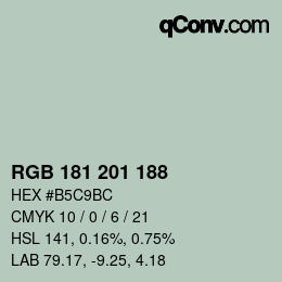Color code: RGB 181 201 188 | qconv.com