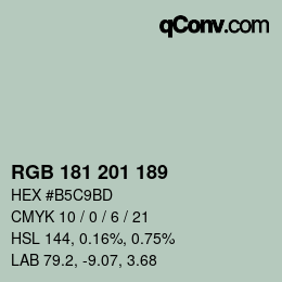 Color code: RGB 181 201 189 | qconv.com