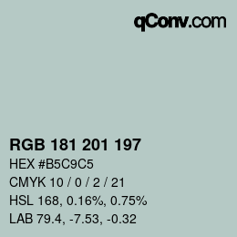 Color code: RGB 181 201 197 | qconv.com