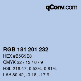 Color code: RGB 181 201 232 | qconv.com