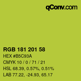 Color code: RGB 181 201 58 | qconv.com