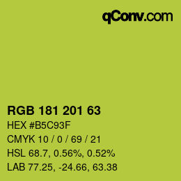 Color code: RGB 181 201 63 | qconv.com