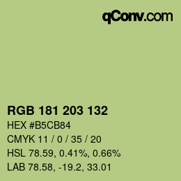 Color code: RGB 181 203 132 | qconv.com