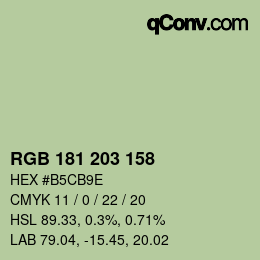 Color code: RGB 181 203 158 | qconv.com